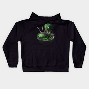 Bowl of Alien Ramen Noodles Kids Hoodie